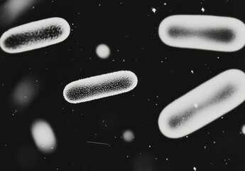 Microscopic view of active microorganisms in a dark environment