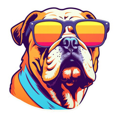 Canvas Print - PNG Bulldog wearing sunglasses mammal animal boxer.