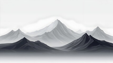 Shimmering Mountain Peaks in Minimalist Japanese Anime Style