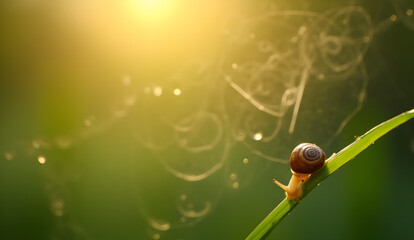 a small snail on the grass