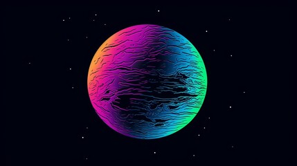 Wall Mural - Cosmic Planet: Vibrant Gradient and Lines in Space