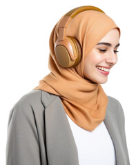 Poster - PNG Headphones technology headscarf hairstyle.