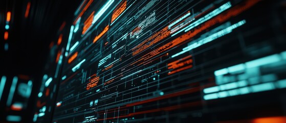 Poster - Abstract digital background with vibrant lines and glowing elements representing data flow and technology.