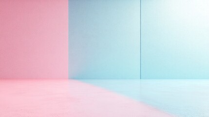 Poster - 3D model rendering featuring a pastel pink and blue floor background