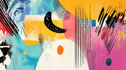 Fototapete - Abstract contemporary elements featuring hand drawn designs