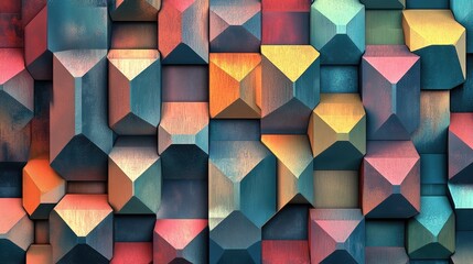 Poster - Abstract geometric mosaic pattern with a 3D effect
