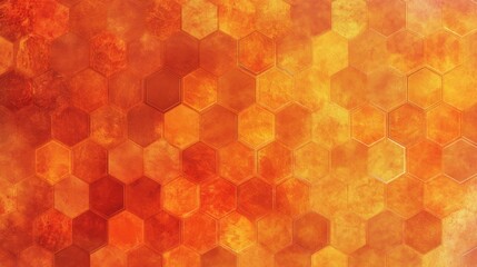 Poster - Abstract hexagonal mosaic map with a territorial plan using orange color tones created with burning hex tiles