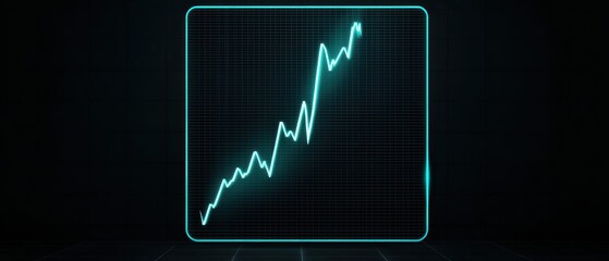 Poster - Dynamic graph showing upward trend in a futuristic digital style. Perfect for finance and technology themes.