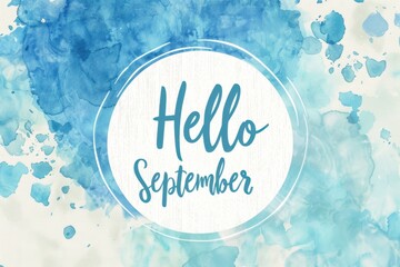Poster - A simple circle of watercolor in baby blue, with the text 