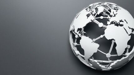 Poster - Stylish 3D globe design illustrating global connectivity with network lines on a sleek, modern background.