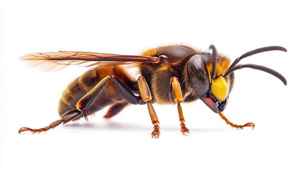 Live hornet on a white background, isolated