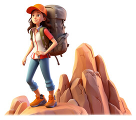 Wall Mural - PNG Backpack cartoon white background adventure.