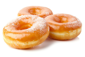 Donuts with glaze on white background