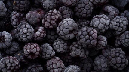 Close-up frozen blackberries