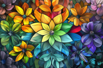 Wall Mural - A colorful flower arrangement with a rainbow of colors