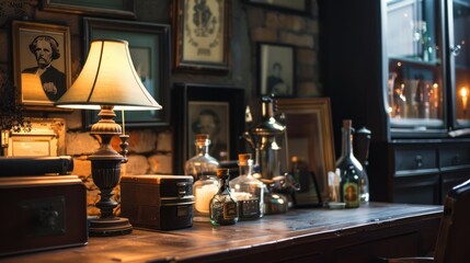 Vintage Interior with Lamp and Decor