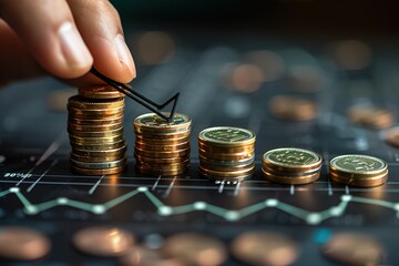 Poster - A person is holding a string of coins
