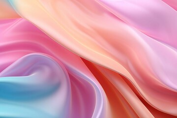 Beautiful silk flowing swirl of pastel gentle calming vibrant colourful light cloth background. Mock up template for product presentation