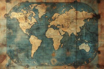 Wall Mural - grunge world map