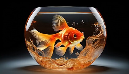 Escape in Motion: Goldfish Leaping PNG Elemen