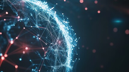 Poster - Network visualization depicting interconnected data nodes on a globe with glowing lines and dots