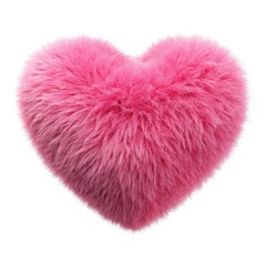 pink fluffy heart on a white background for romantic decoration. generative ai