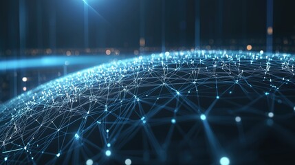 Poster - Abstract representation of interconnected networks in a digital world at night