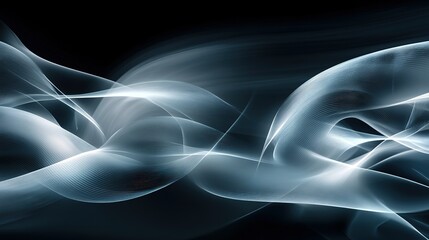 Poster - Ethereal wisps of light gracefully intertwine against a dark background in a serene abstract display