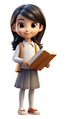 Sticker - PNG Asian kid girl cartoon cute book.