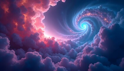Wall Mural - a swirling, colorful storm cloud formation with a dramatic spiral pattern, set against a vibrant pin