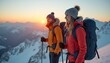 © Photo by mQ - Tourists climbing a mountain on a winter morning