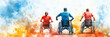 © S photographer - Watercolor painting of a disabled athlete competing in a wheelchair in a sports stadium, Disabled runner