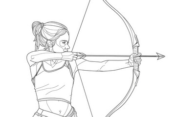 Poster - Young girl holding a bow and arrow, possibly for hunting or archery practice