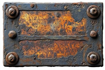 Poster - Rusty old metal plate with rivets showing corrosion