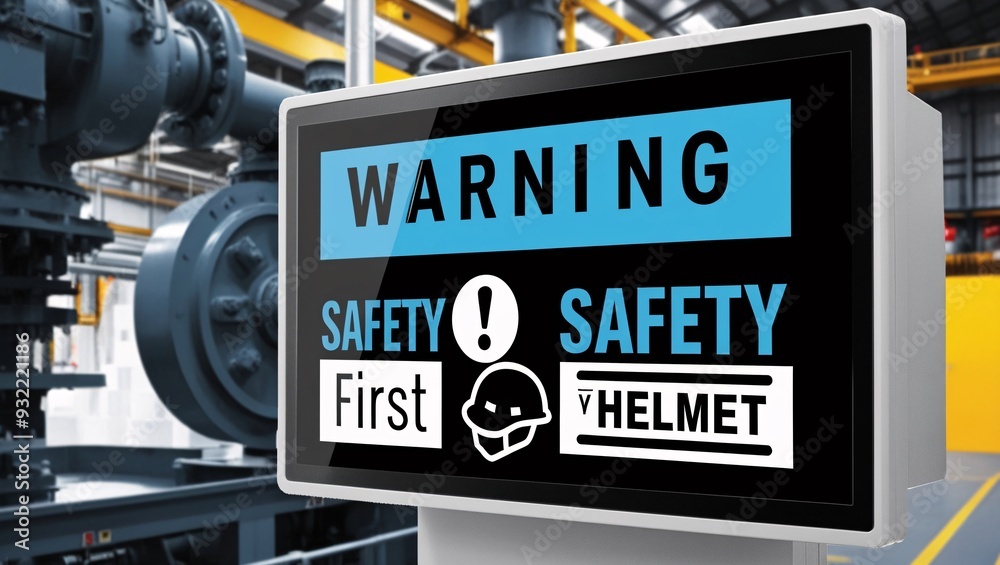 Wear helmet sign warning factory industry for lift and safety first of ...