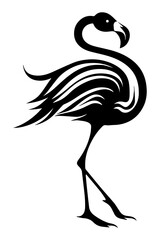 Wall Mural - Flamingo png flat old school illustration, transparent background.