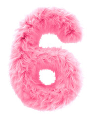 Canvas Print - PNG  Fur letter 6 pink white background accessories.