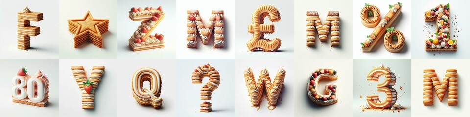 Napoleon cake Lettering Typeface. AI generated illustration