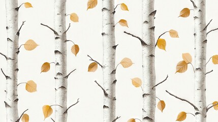 Poster -   A line of trees with falling leaves