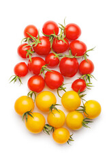 Canvas Print - Different colorful cherry tomatoes isolated on white background.