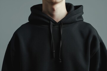 Poster - A young male figure wearing a black hoodie and possibly walking or standing
