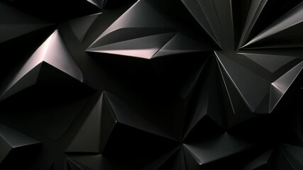 Fototapete - Abstract 3d rendering of low poly crystal background. Futuristic polygonal shape, Black and gray background with crystals and triangles in a 3D illustration