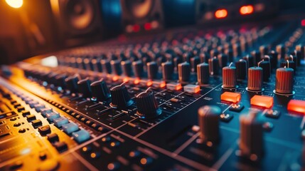 Close Up of a Sound Mixing Console