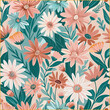 © Riva - Seamless flowers pattern, vector illustration hand drawn botany style, nature wallpaper. Eps 10.