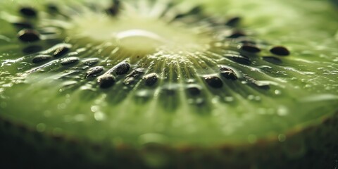 Wall Mural - Close up of a ripe kiwi sliced in half