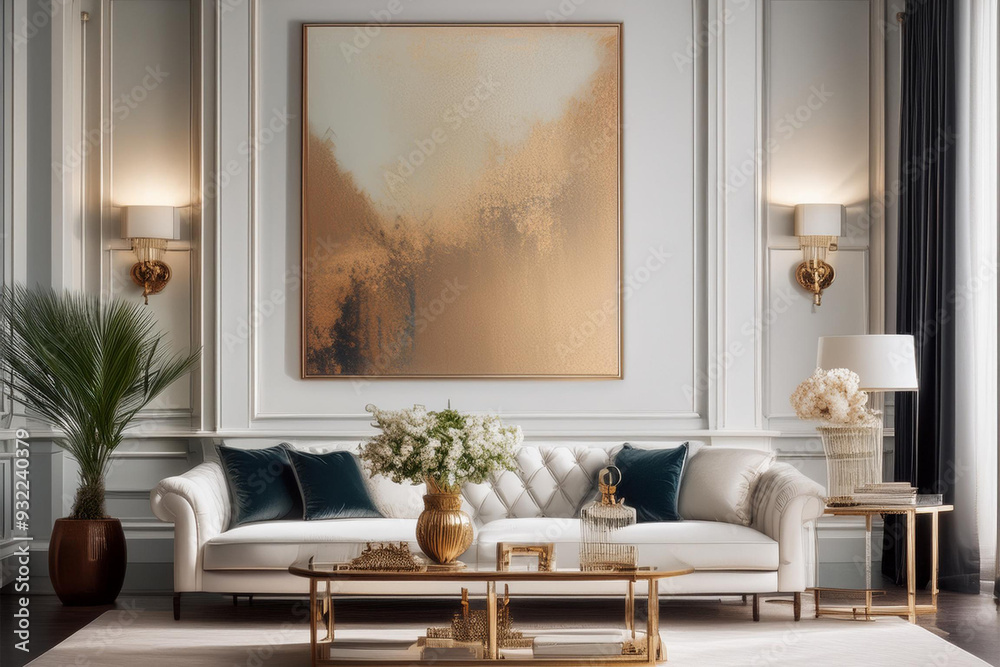 luxury living room with a classic white sofa and sofa, interior design ...
