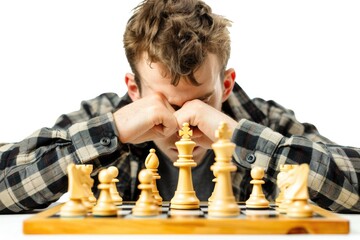 Poster - A person playing the game of chess, focused on the board