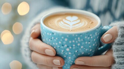 Canvas Print - Holding a warm cup of coffee indoors during a cozy winter morning