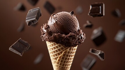 Stock image of an ice cream cone explosion on an isolated white background.