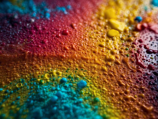 Wall Mural - Rainbow gradient with water droplets close-up